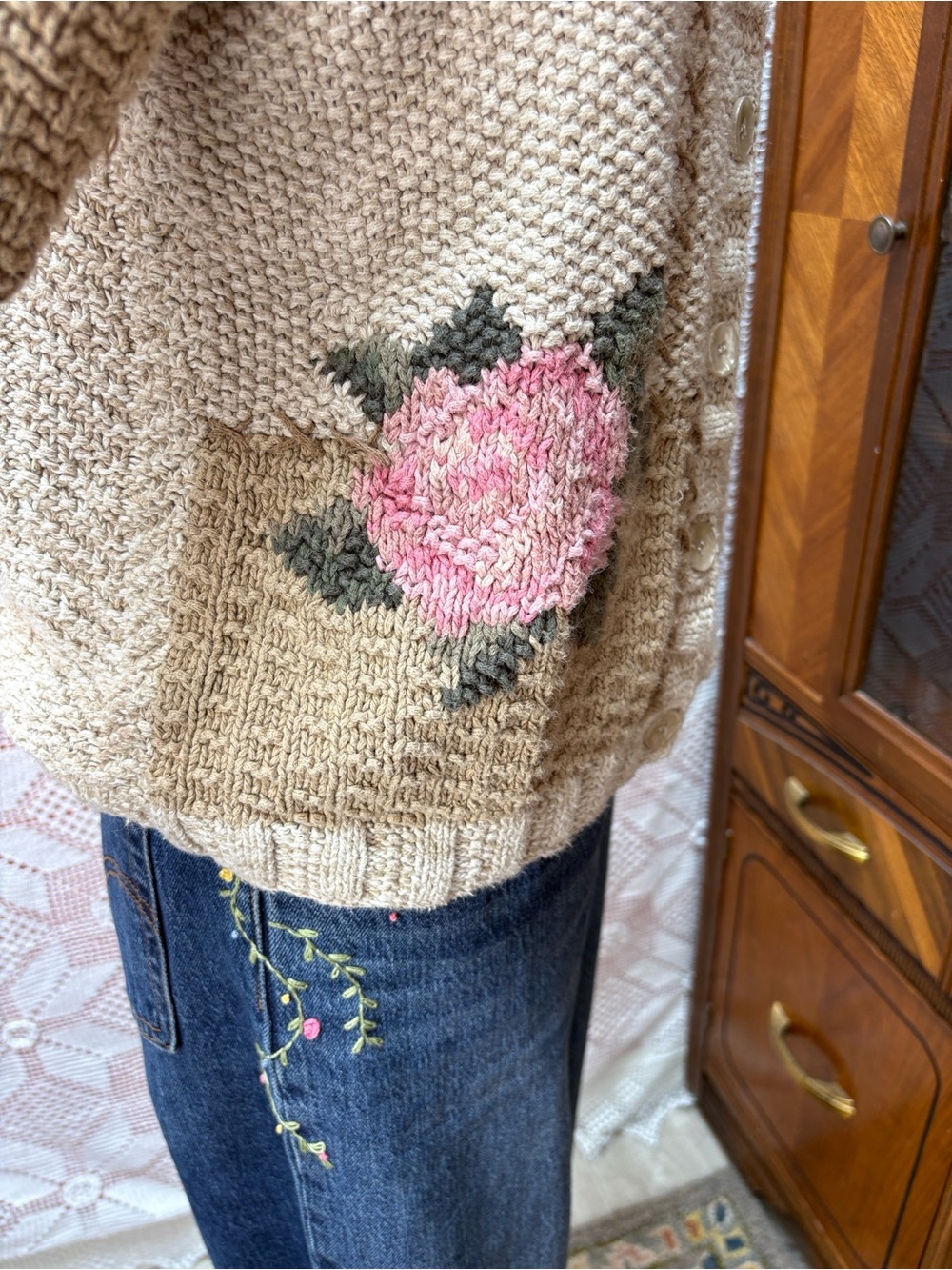 👻SOLD👻Cleo Floral Patchwork Knit Cardigan - Picture 9 of 10
